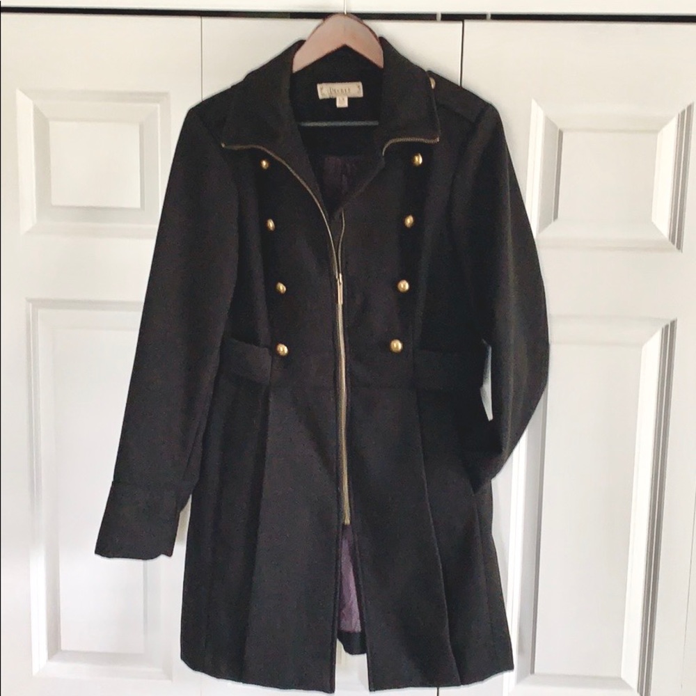 COPY - Decree Peacoat in Black With Brass Buttons